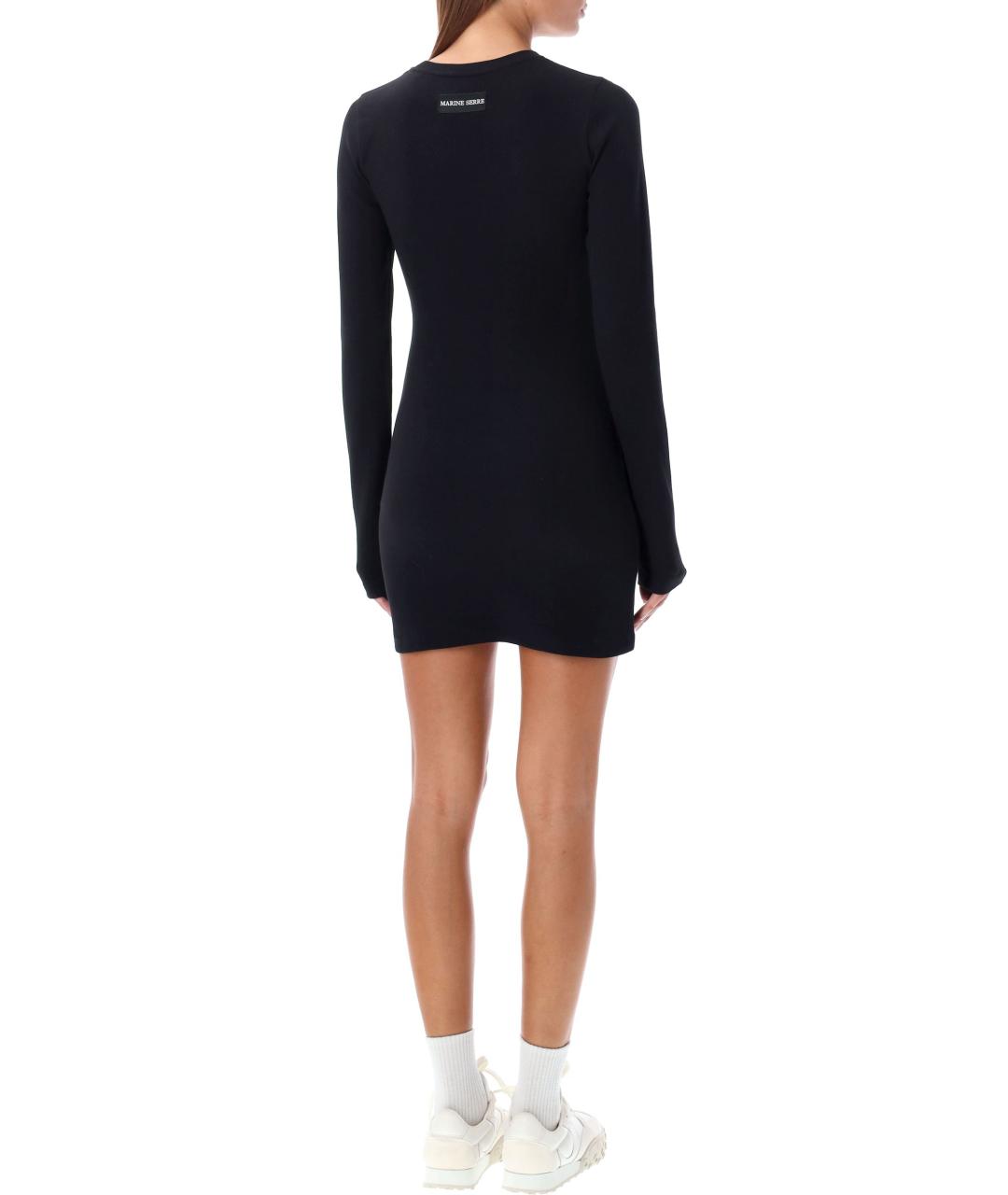 MARINE SERRE Черное хлопковое повседневное платье, фото 3