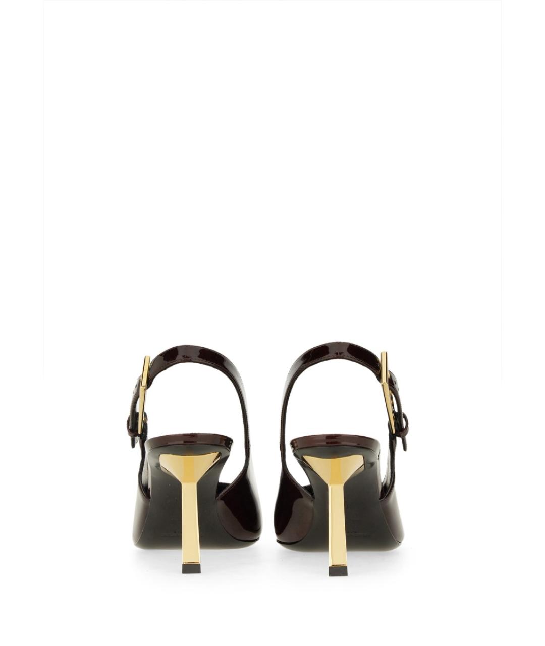 SAINT LAURENT Коричневые кожаные туфли, фото 4