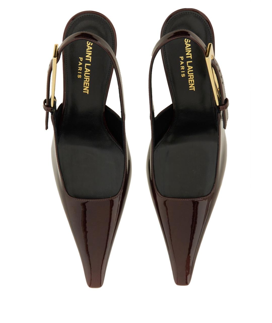 SAINT LAURENT Коричневые кожаные туфли, фото 2