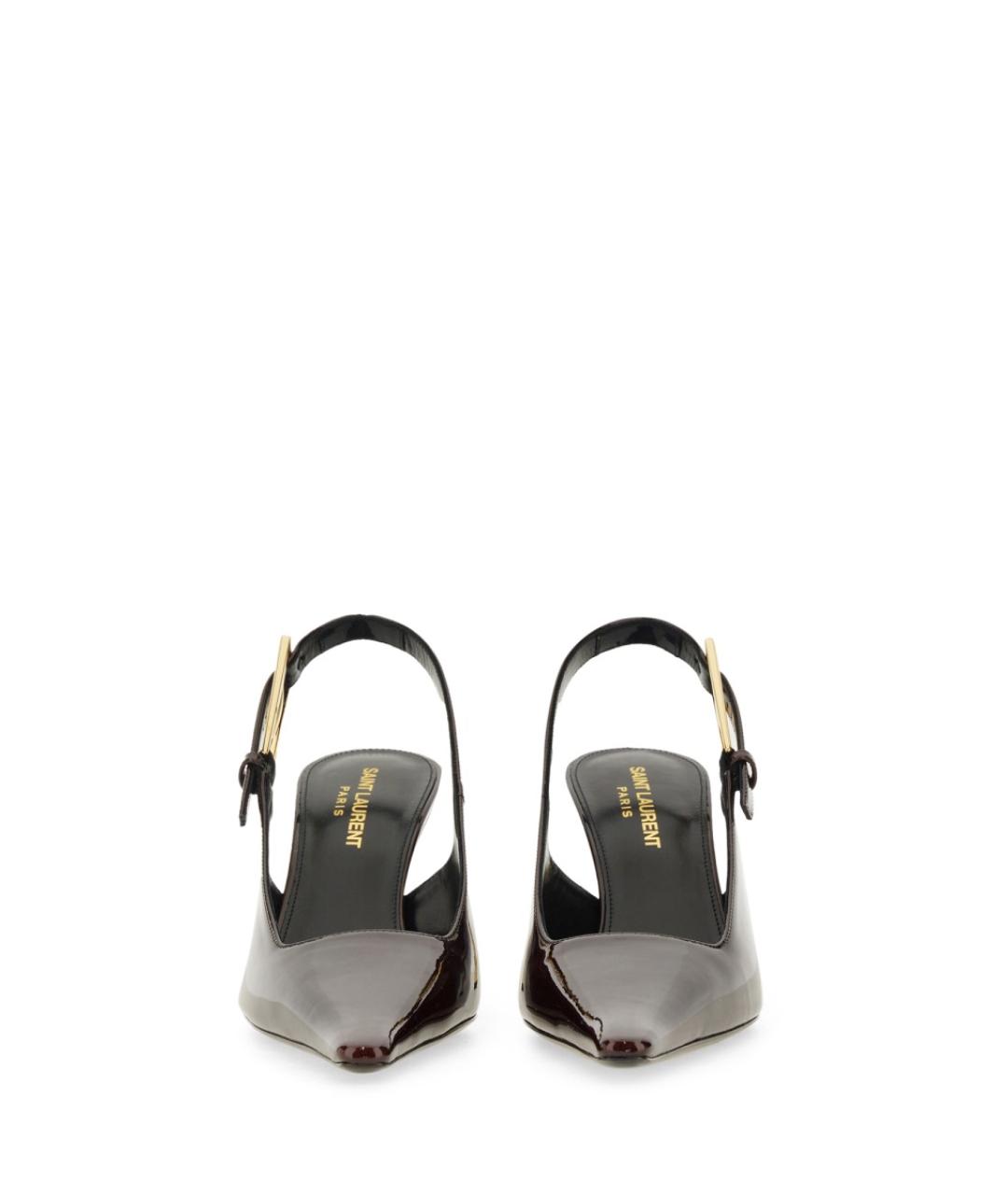 SAINT LAURENT Коричневые кожаные туфли, фото 5