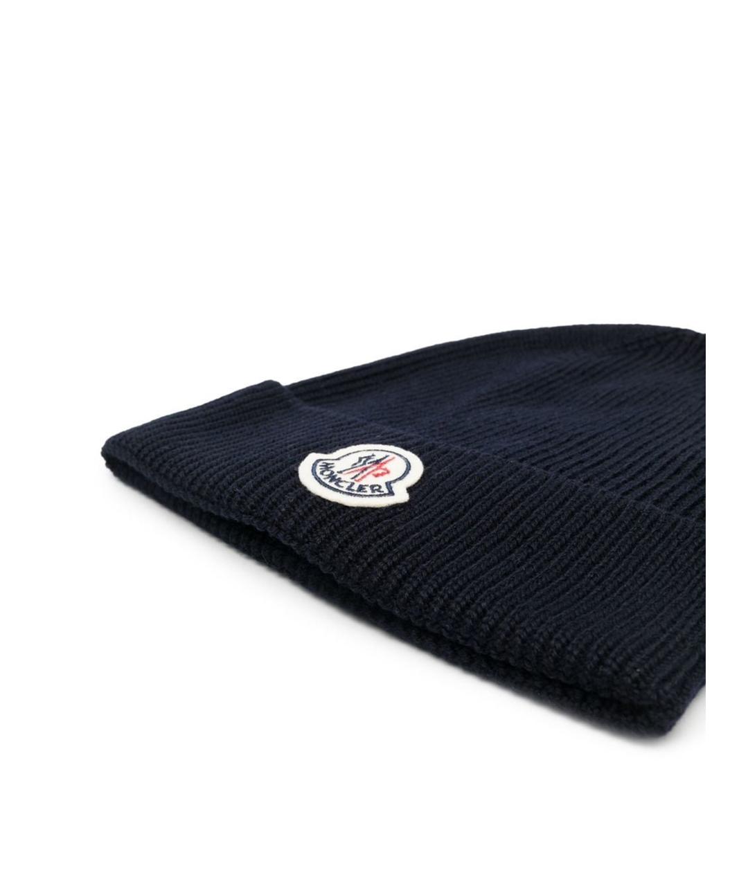 MONCLER Синяя шерстяная шапка, фото 2