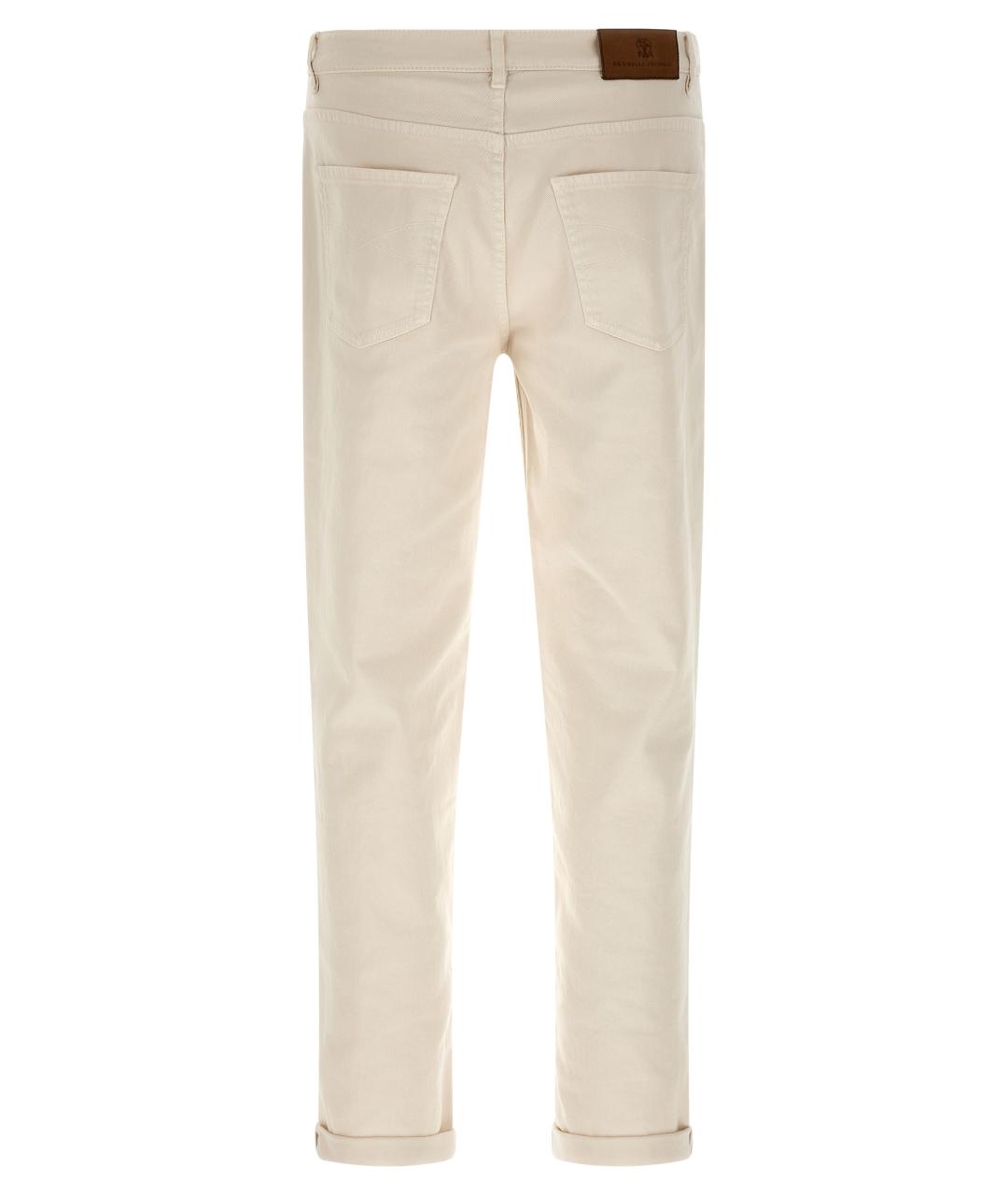BRUNELLO CUCINELLI Бежевые хлопковые прямые джинсы, фото 2