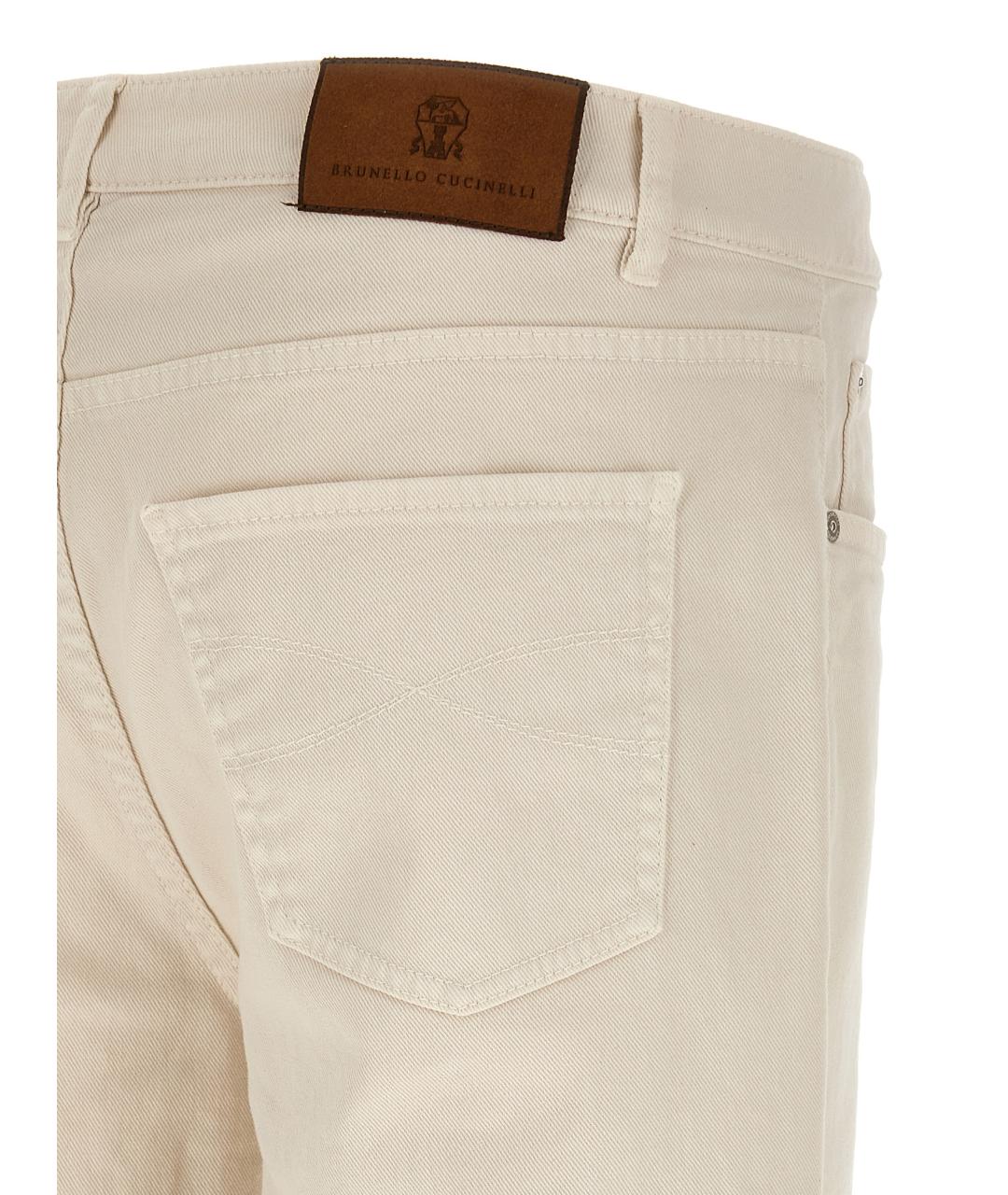 BRUNELLO CUCINELLI Бежевые хлопковые прямые джинсы, фото 4