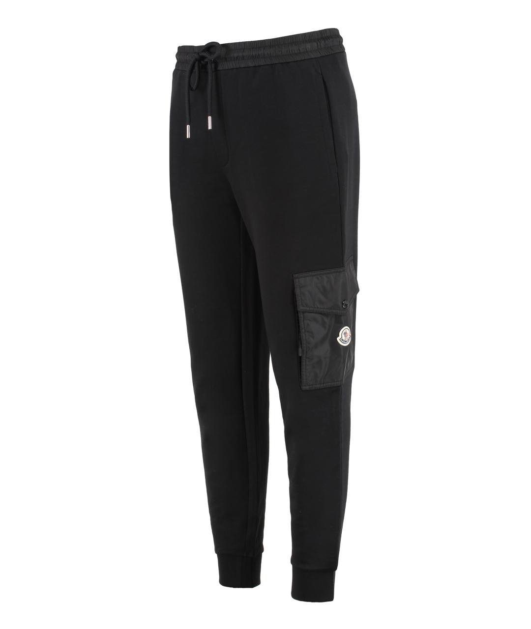 MONCLER Черные хлопковые повседневные брюки, фото 2