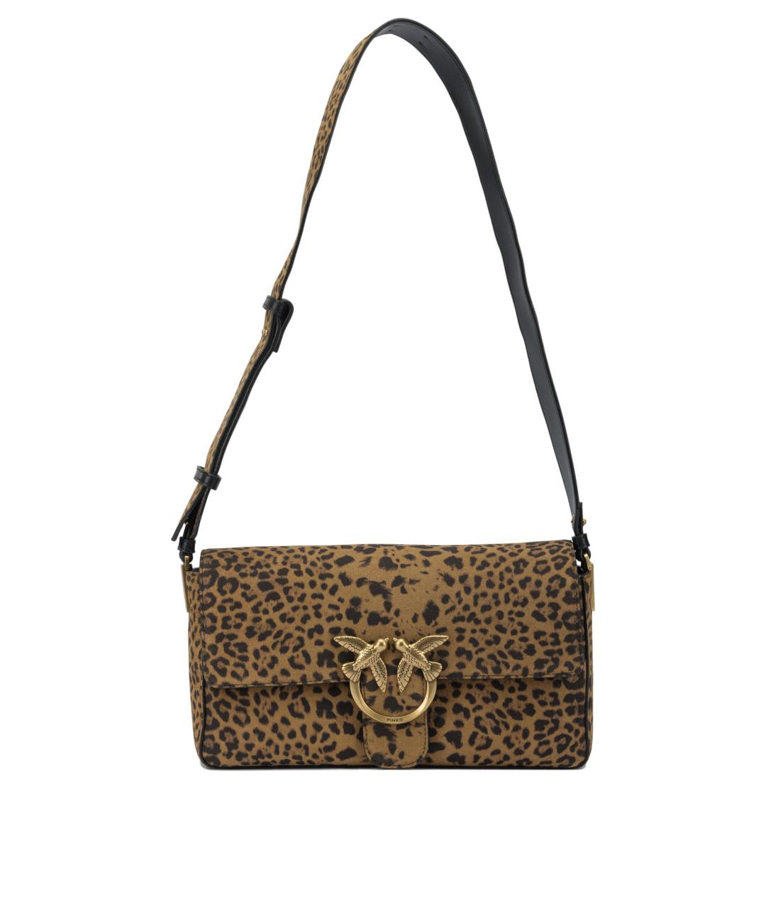 PINKO Коричневая кожаная сумка через плечо, фото 1