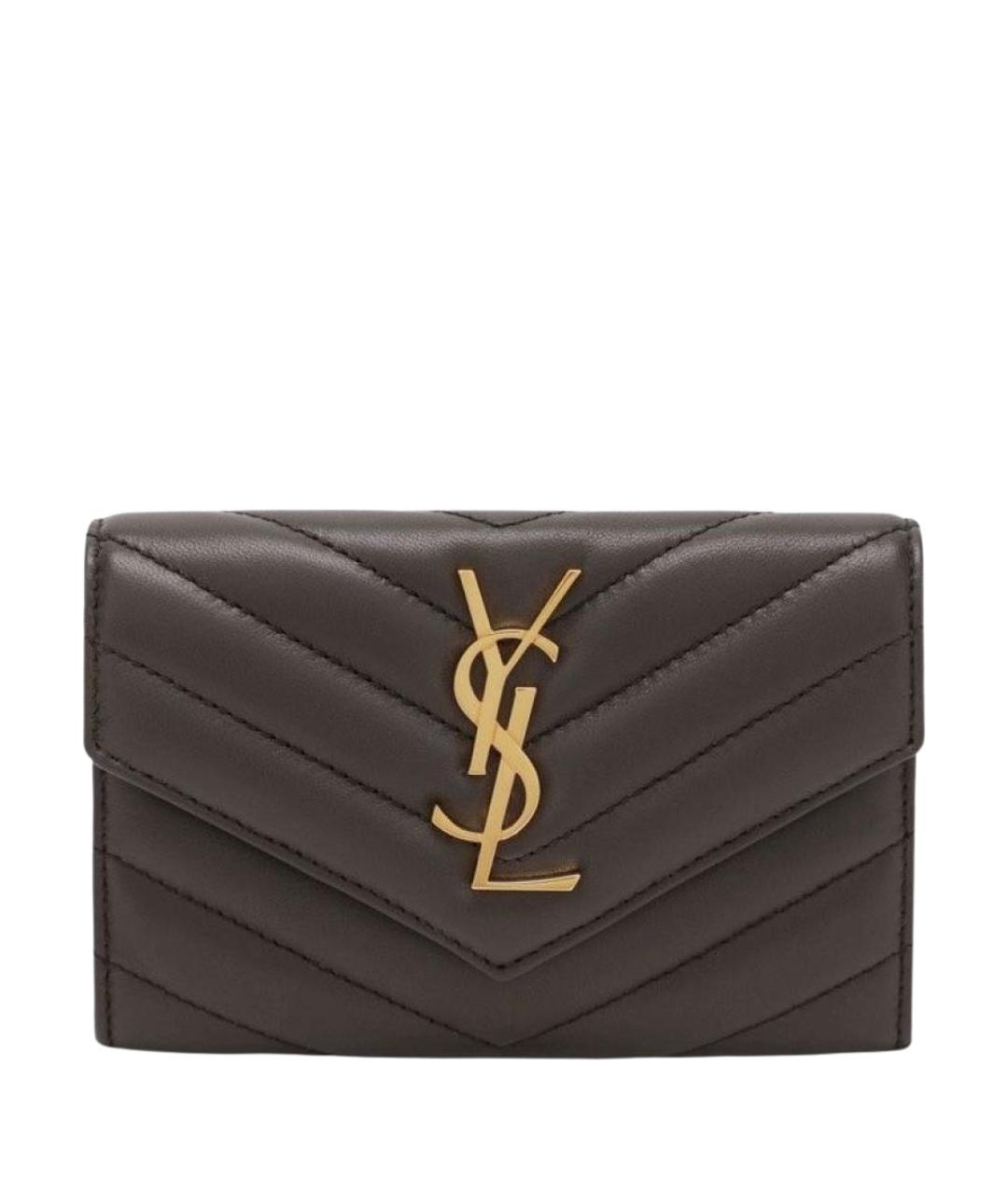 SAINT LAURENT Коричневый кожаный кошелек, фото 1