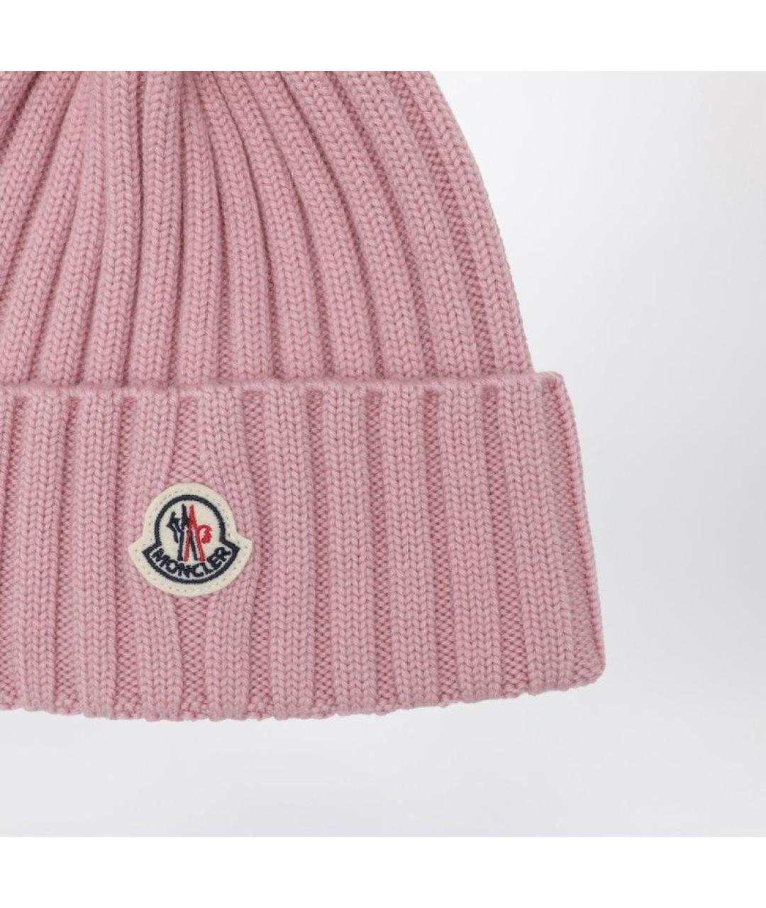 MONCLER Розовая синтетическая шапка, фото 2