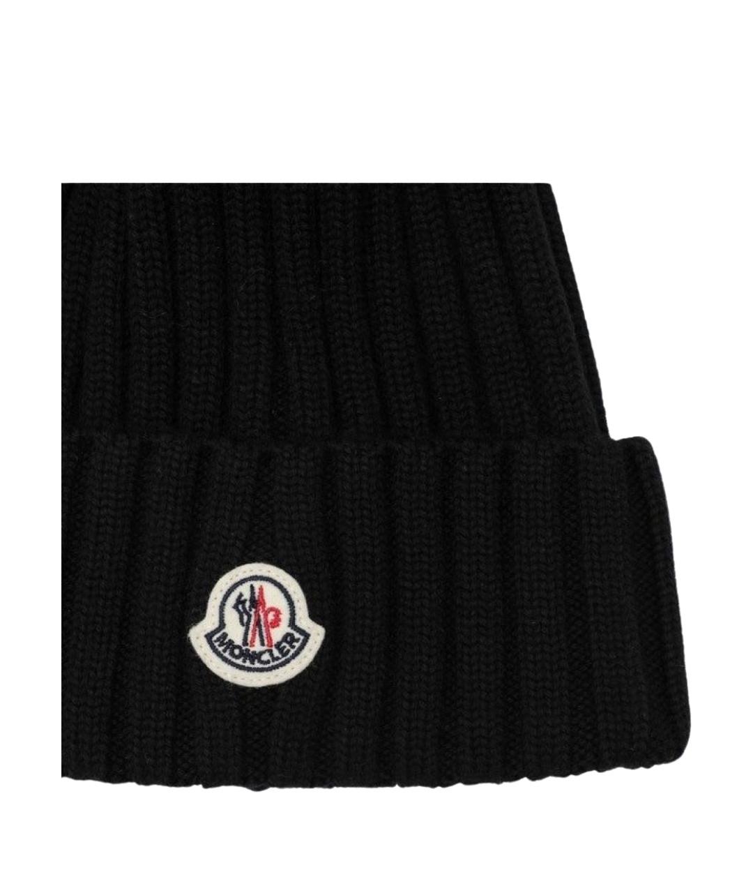 MONCLER Черная синтетическая шапка, фото 2