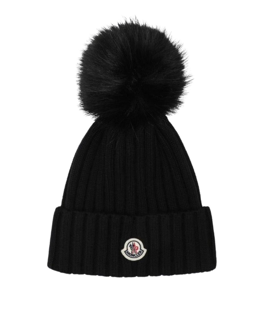MONCLER Черная синтетическая шапка, фото 1