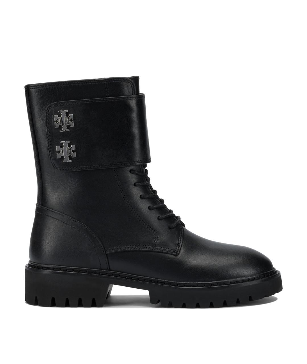 TORY BURCH Черные кожаные ботинки, фото 1