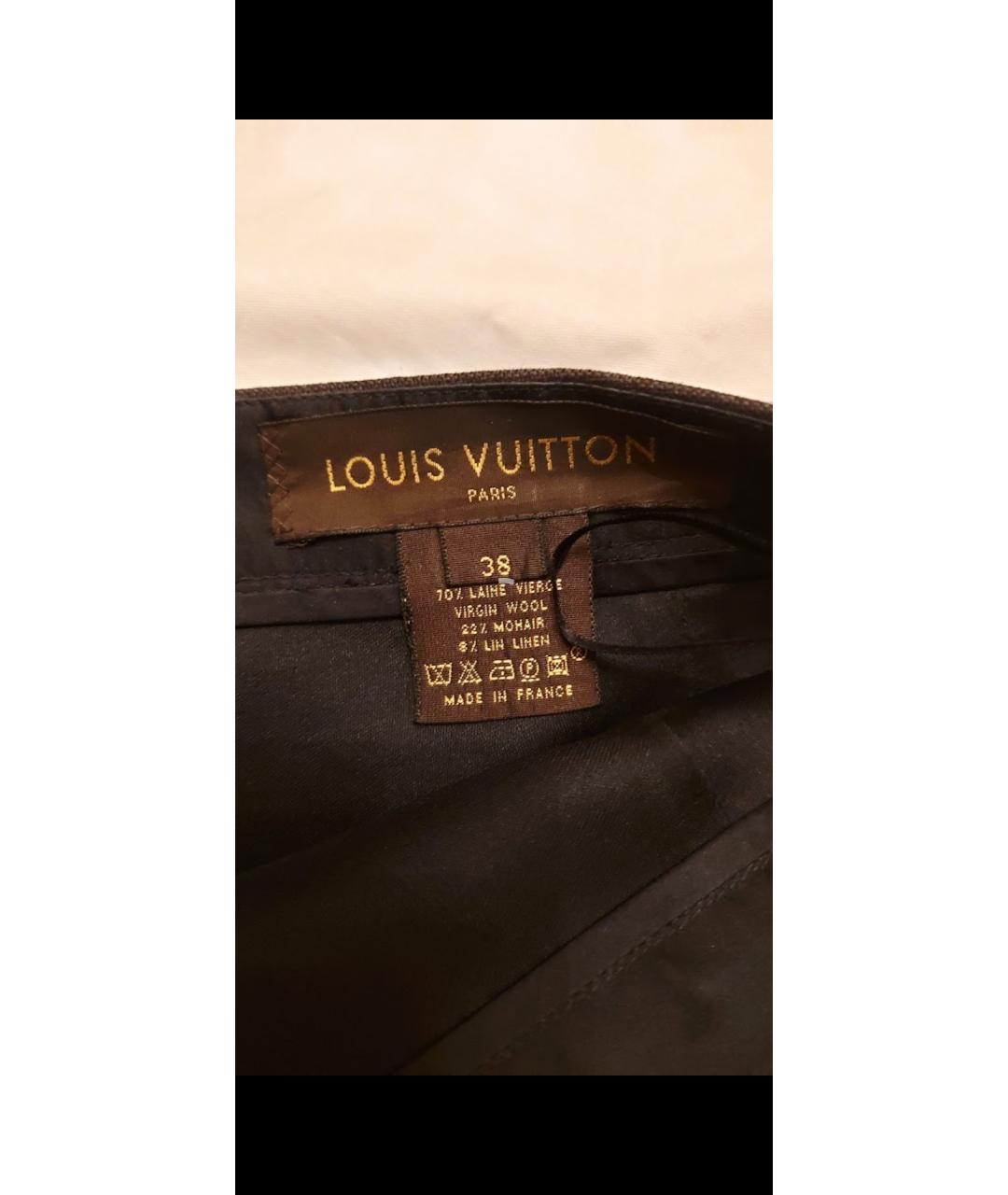 LOUIS VUITTON Коричневая шерстяная юбка миди, фото 4