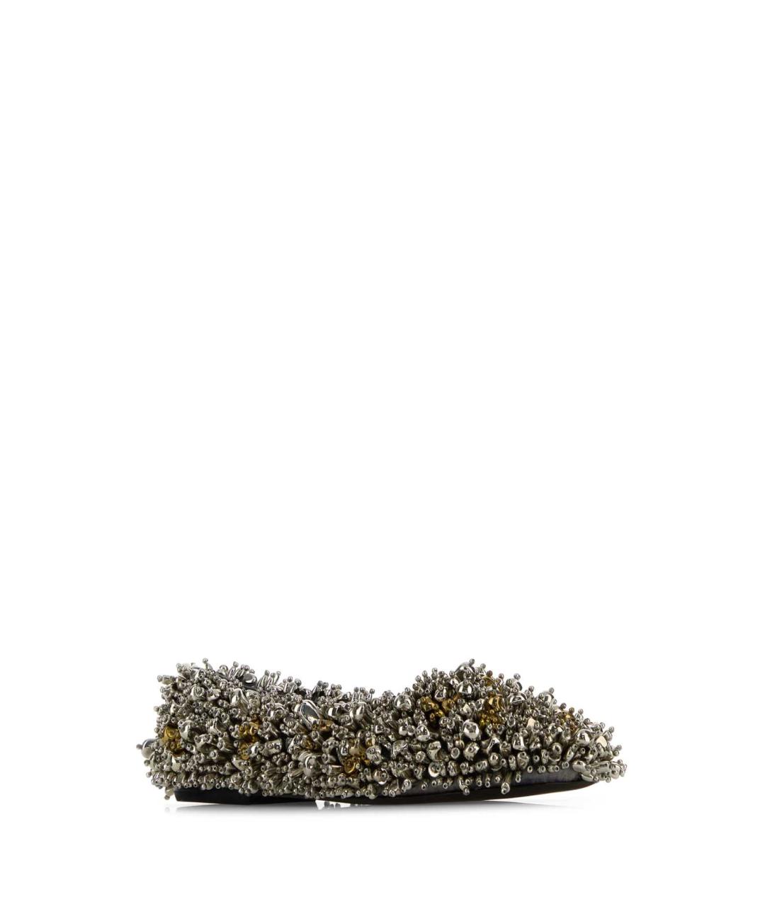DRIES VAN NOTEN Серебряные кожаные балетки, фото 2