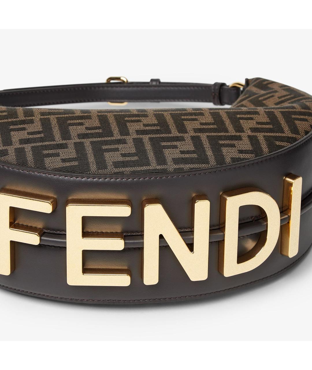 FENDI Коричневая кожаная сумка с короткими ручками, фото 5