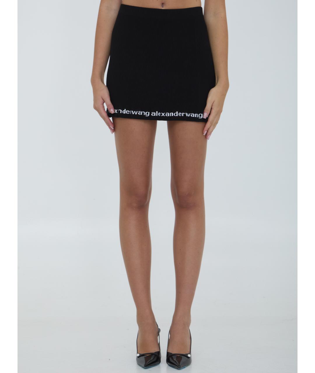 ALEXANDER WANG Черная полиамидовая юбка мини, фото 5