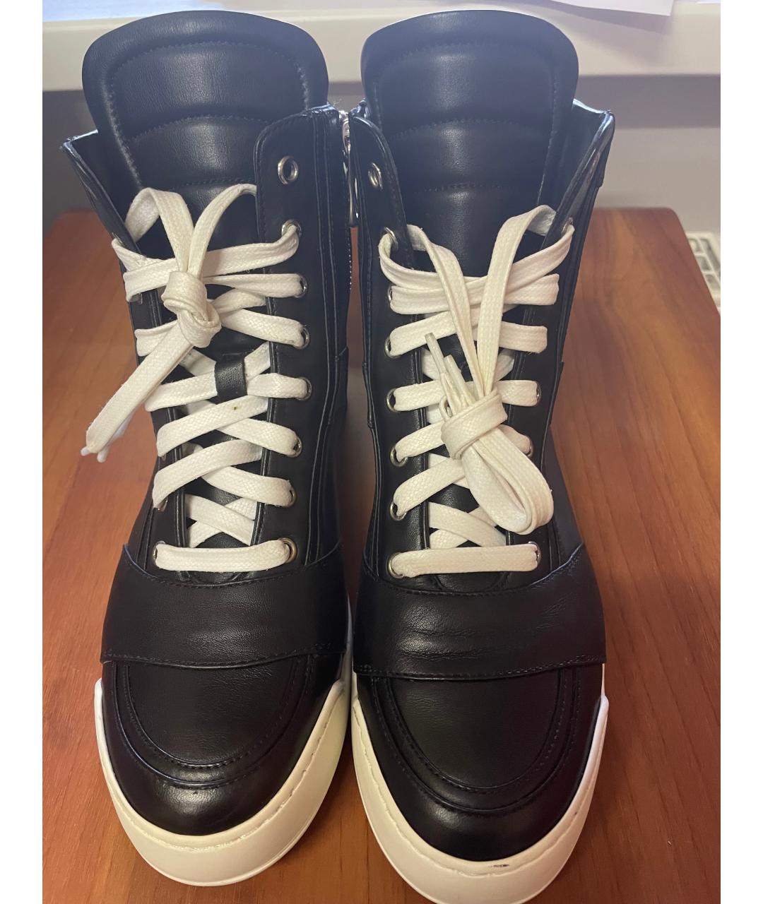 BALMAIN Черные кожаные кеды, фото 2