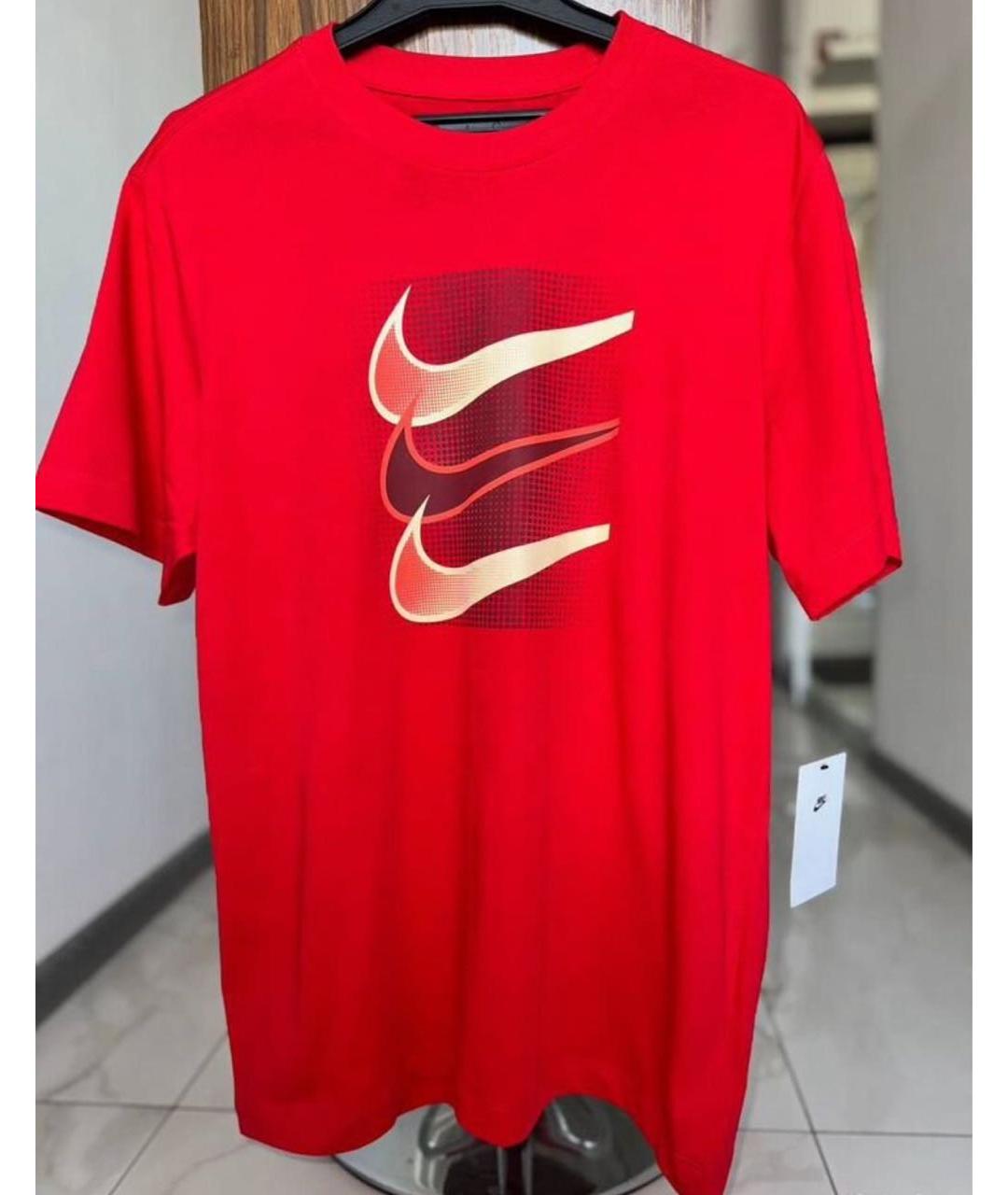 NIKE Красная хлопковая футболка, фото 9