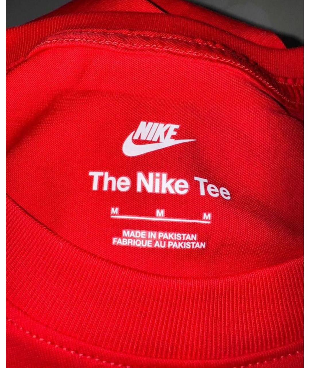 NIKE Красная хлопковая футболка, фото 3