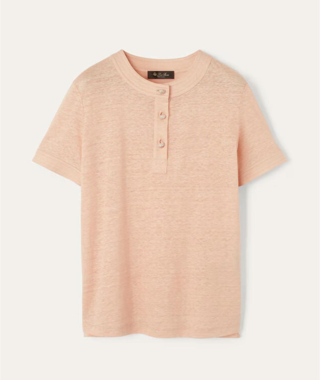LORO PIANA Розовая льняная футболка, фото 9