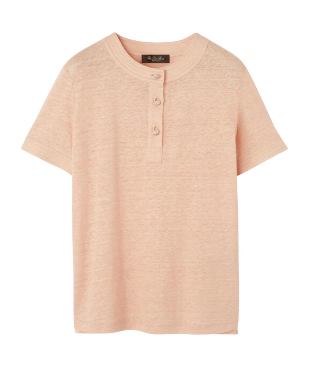 LORO PIANA Розовая льняная футболка, фото 1