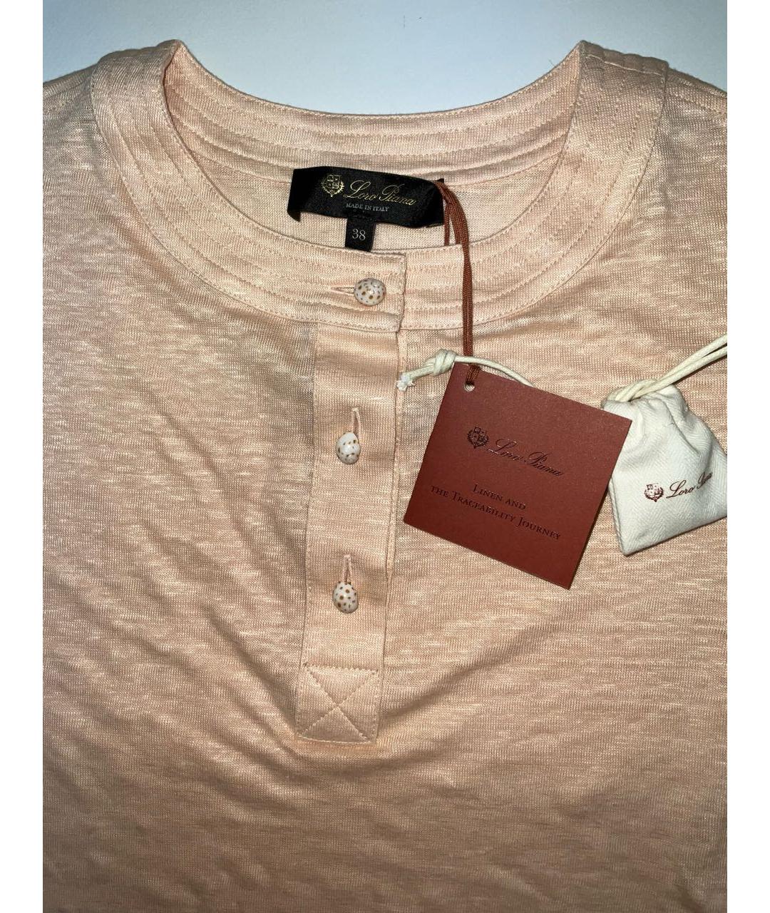 LORO PIANA Розовая льняная футболка, фото 6