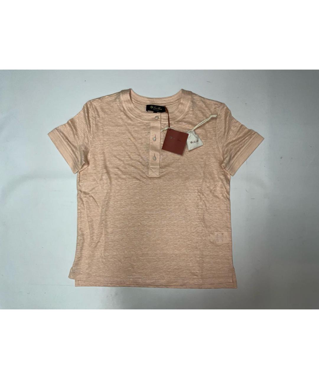 LORO PIANA Розовая льняная футболка, фото 2