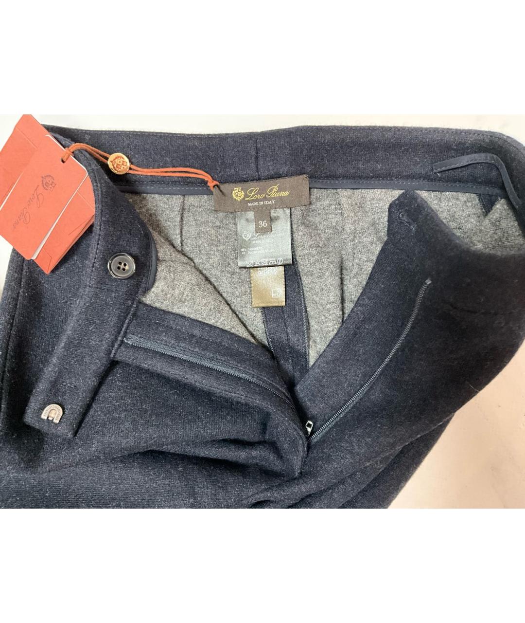 LORO PIANA Темно-синие кашемировые брюки широкие, фото 5