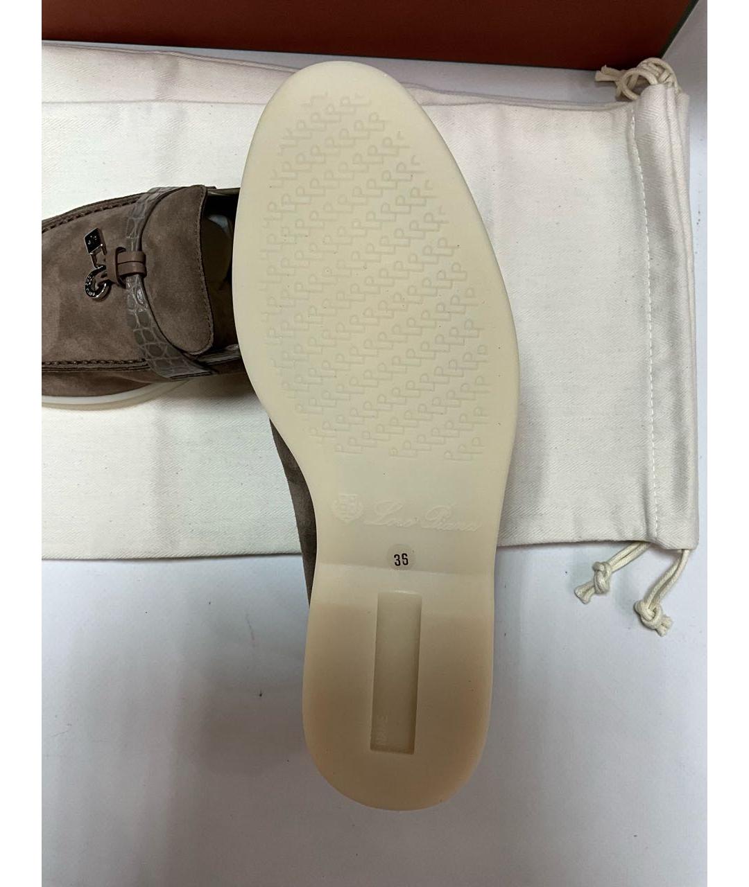 LORO PIANA Бежевые замшевые лоферы, фото 4