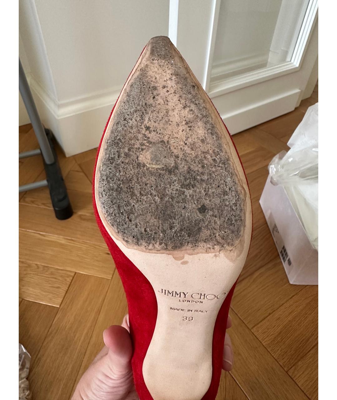 JIMMY CHOO Красные замшевые туфли, фото 5