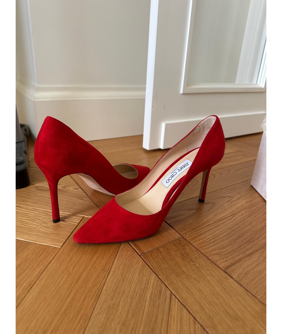 JIMMY CHOO Красные замшевые туфли, фото 4