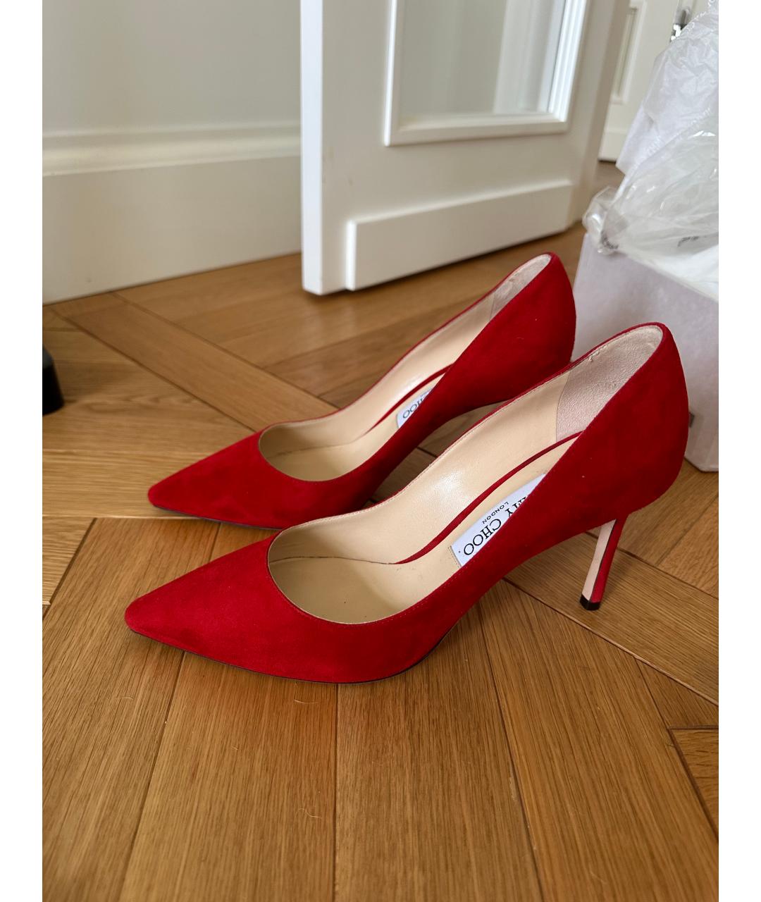 JIMMY CHOO Красные замшевые туфли, фото 6