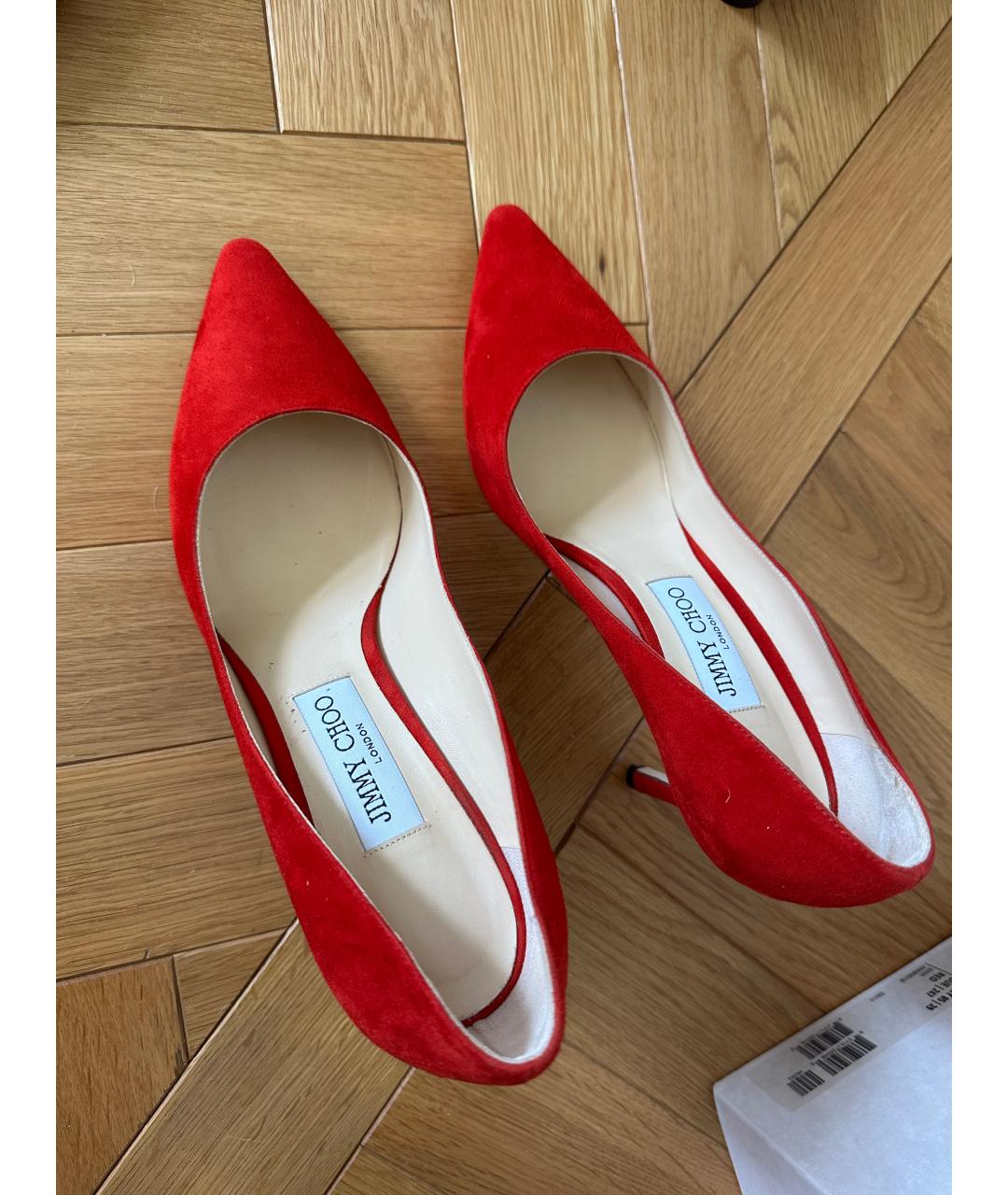 JIMMY CHOO Красные замшевые туфли, фото 3