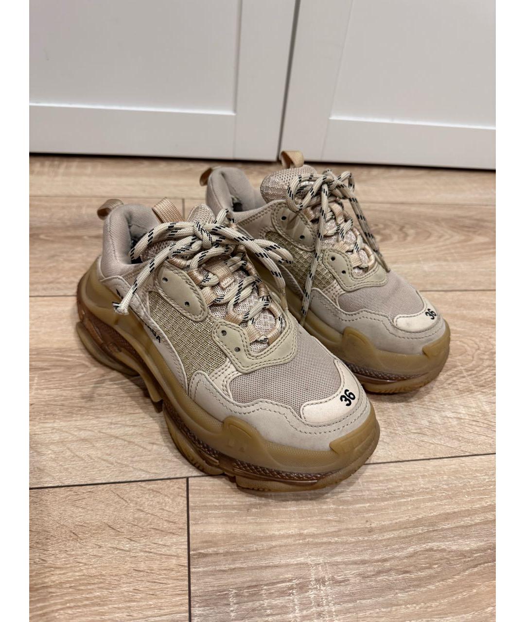 BALENCIAGA Бежевые текстильные кроссовки, фото 3