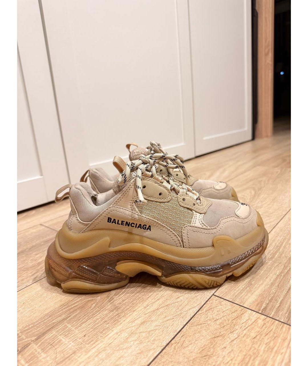 BALENCIAGA Бежевые текстильные кроссовки, фото 7
