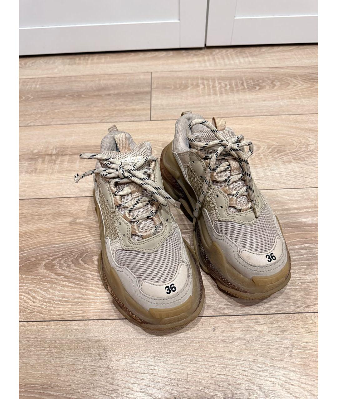 BALENCIAGA Бежевые текстильные кроссовки, фото 2