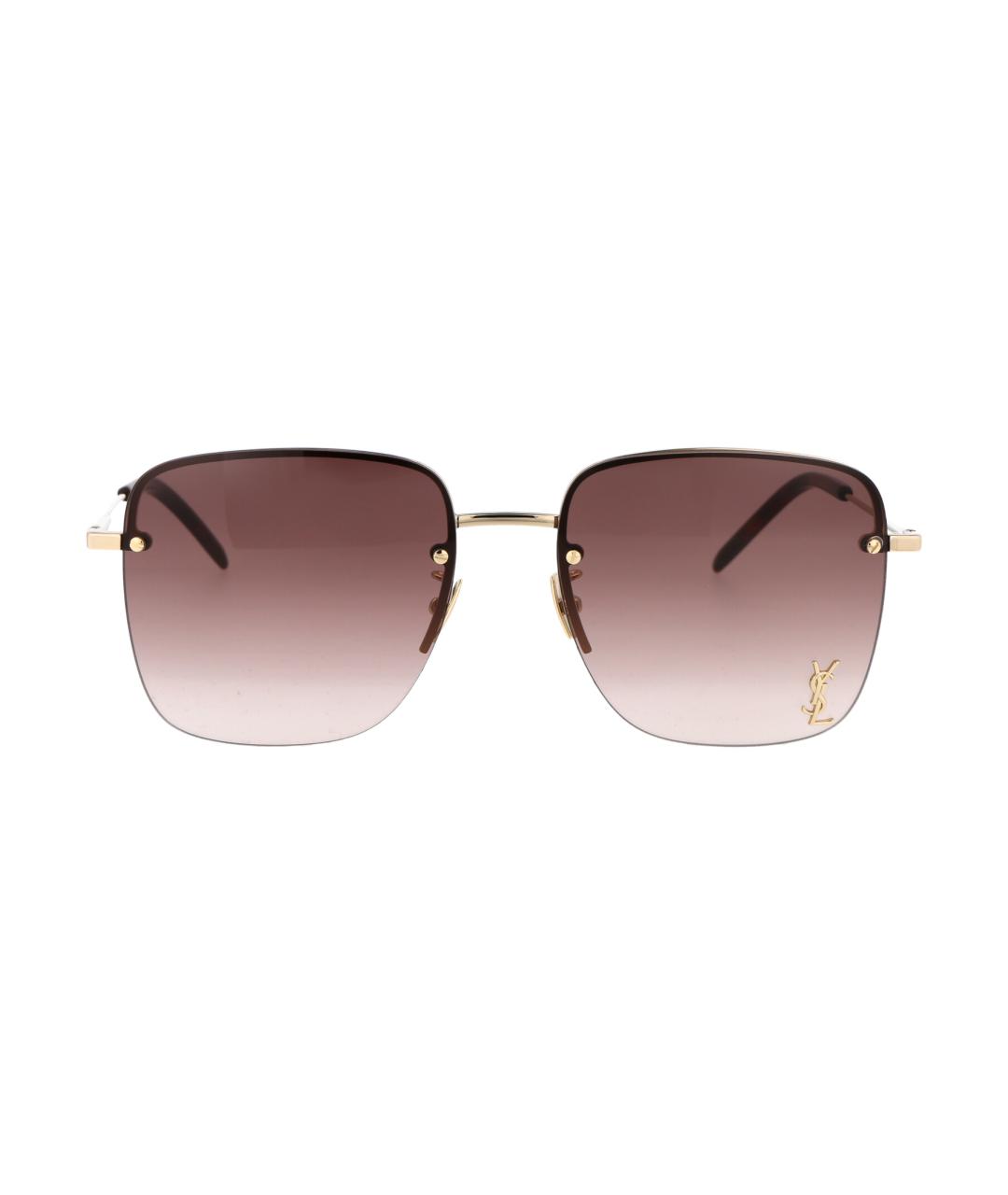 SAINT LAURENT Золотые металлические солнцезащитные очки, фото 1