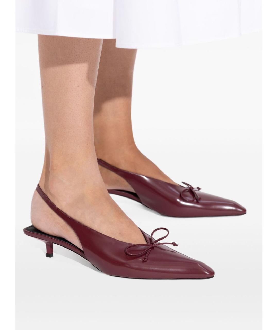 JACQUEMUS Бордовые кожаные туфли, фото 4