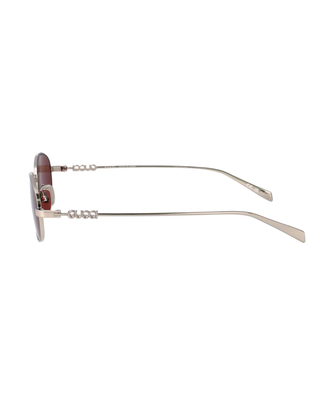 GUCCI Серебряные металлические солнцезащитные очки, фото 3