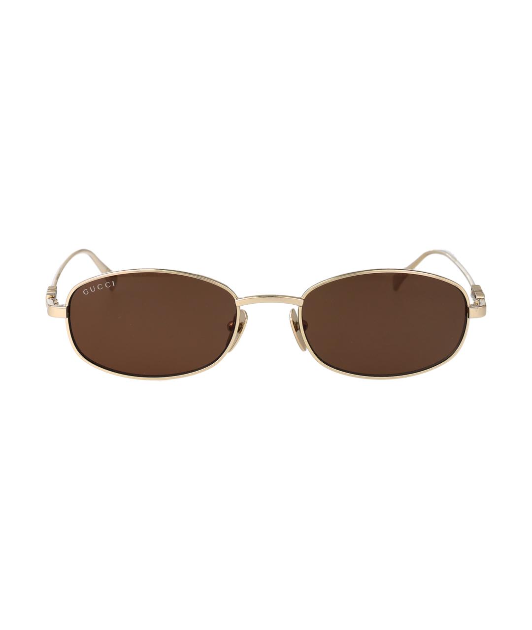 GUCCI Золотые металлические солнцезащитные очки, фото 1