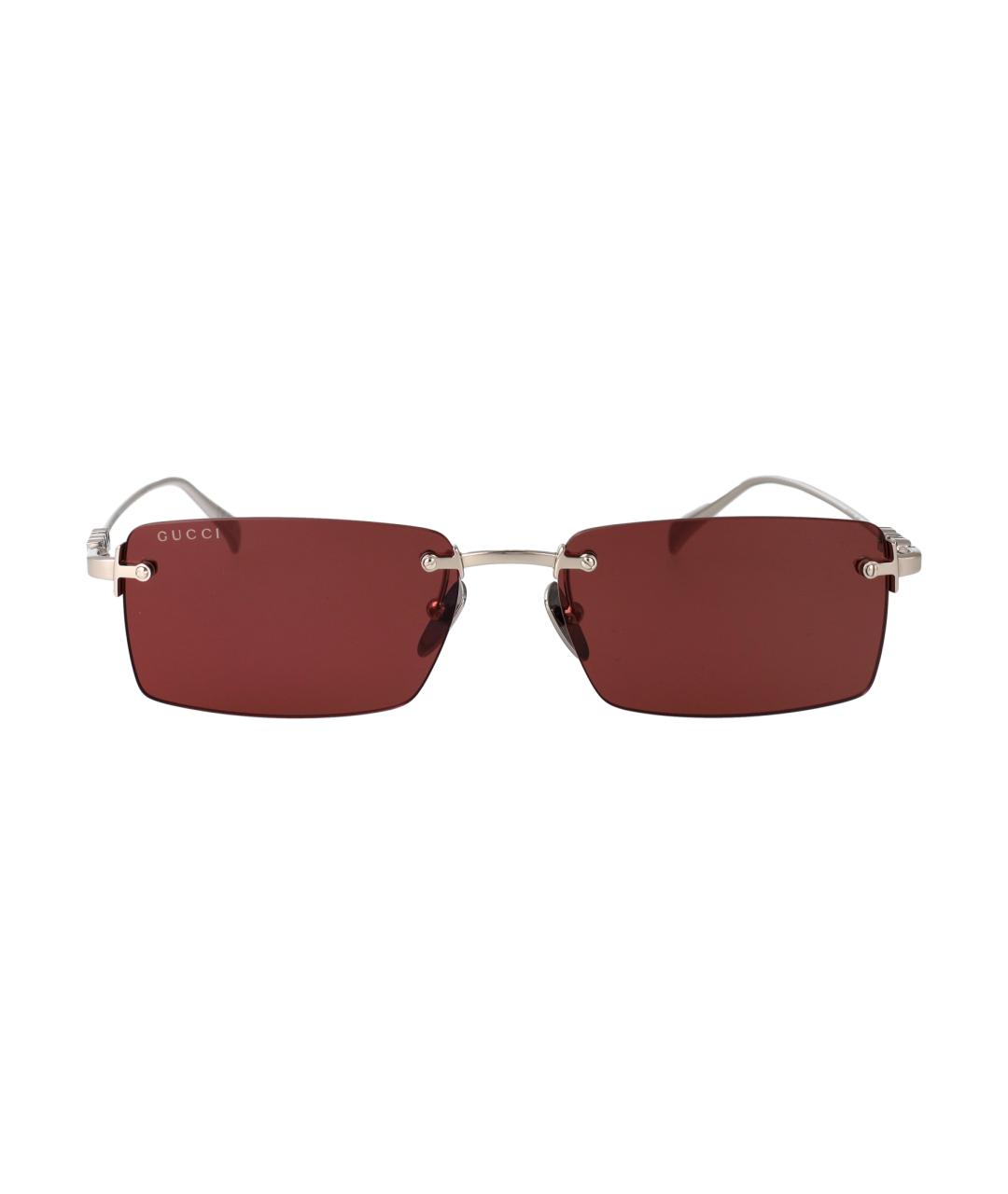 GUCCI Серебряные металлические солнцезащитные очки, фото 1