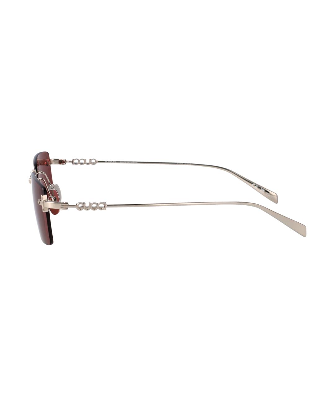 GUCCI Серебряные металлические солнцезащитные очки, фото 3