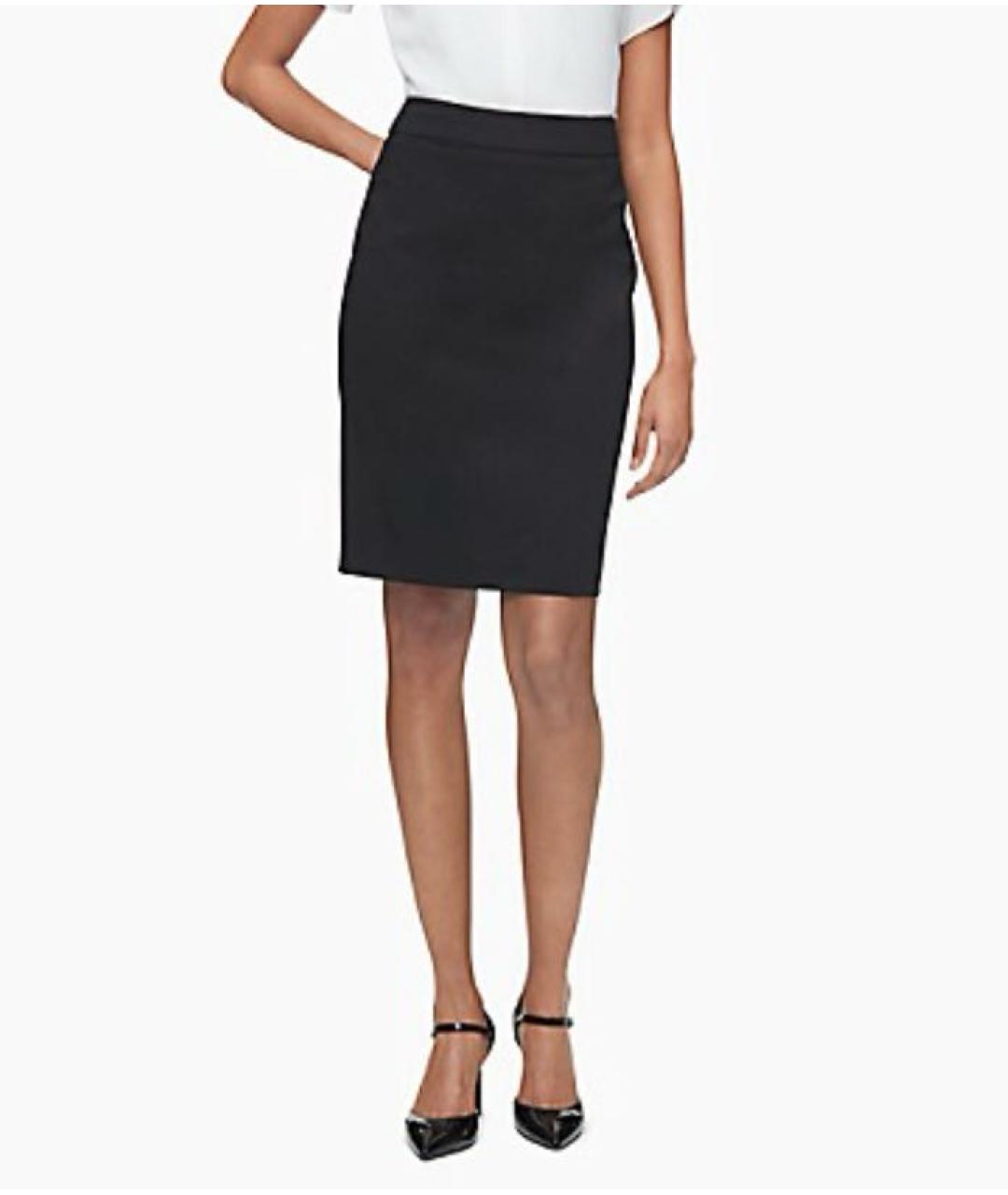CALVIN KLEIN Черная полиэстеровая юбка миди, фото 2