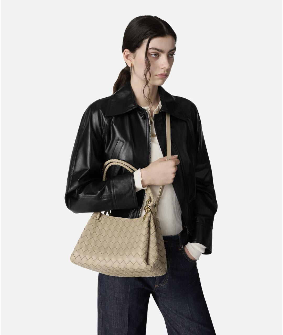 BOTTEGA VENETA Бежевая кожаная сумка через плечо, фото 5