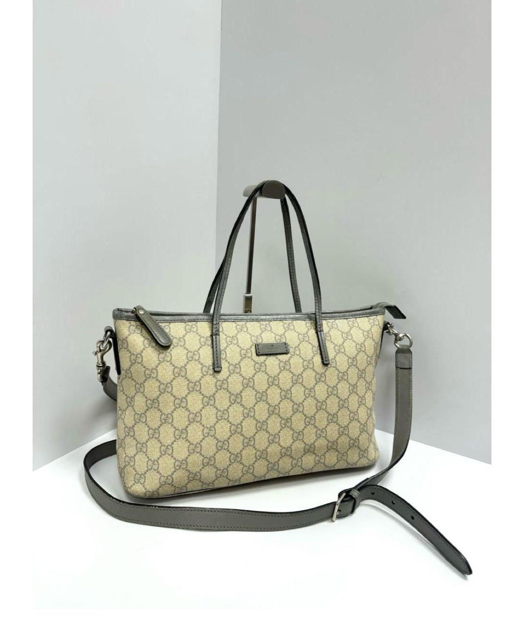 GUCCI Бежевая кожаная сумка тоут, фото 2