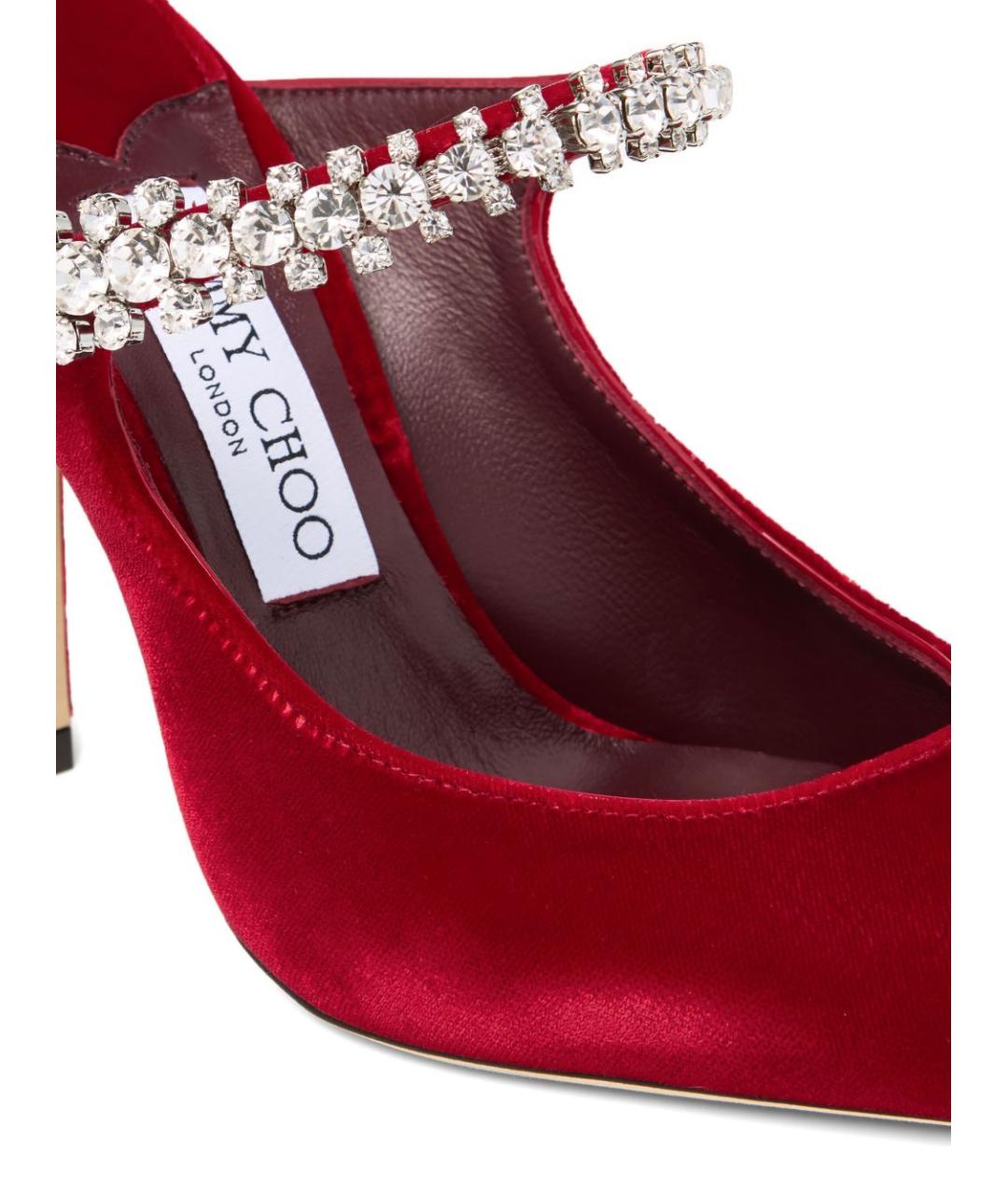 JIMMY CHOO Красные бархатные мюли, фото 4