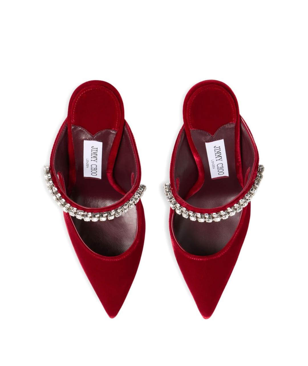JIMMY CHOO Красные бархатные мюли, фото 2