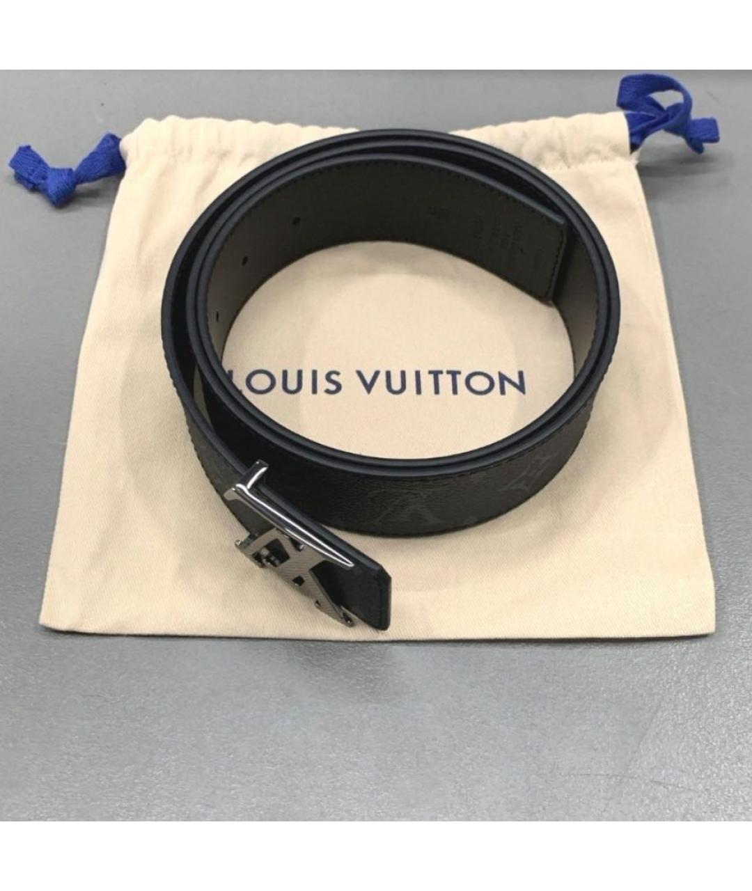 LOUIS VUITTON Антрацитовый кожаный ремень, фото 2