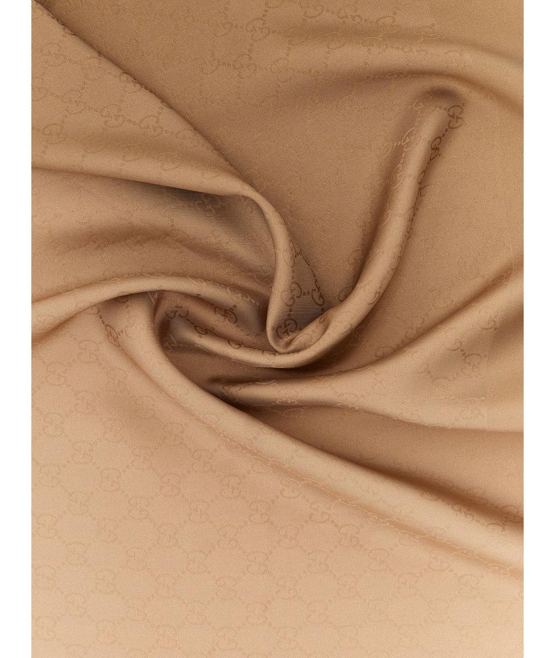 GUCCI Бежевый шелковый шарф, фото 2