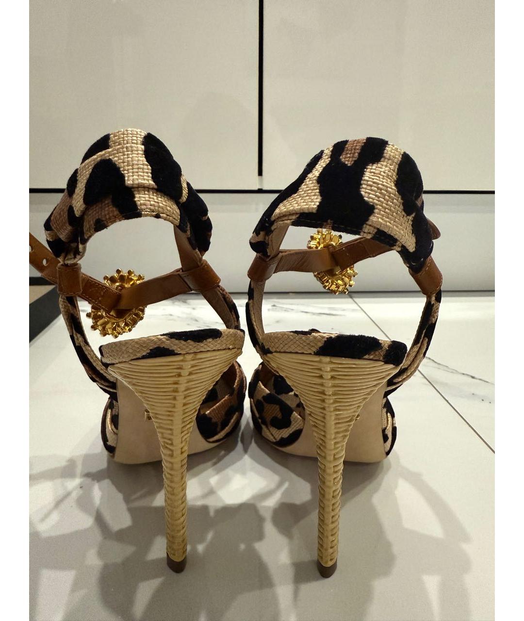 DOLCE&GABBANA Коричневые текстильные босоножки, фото 5