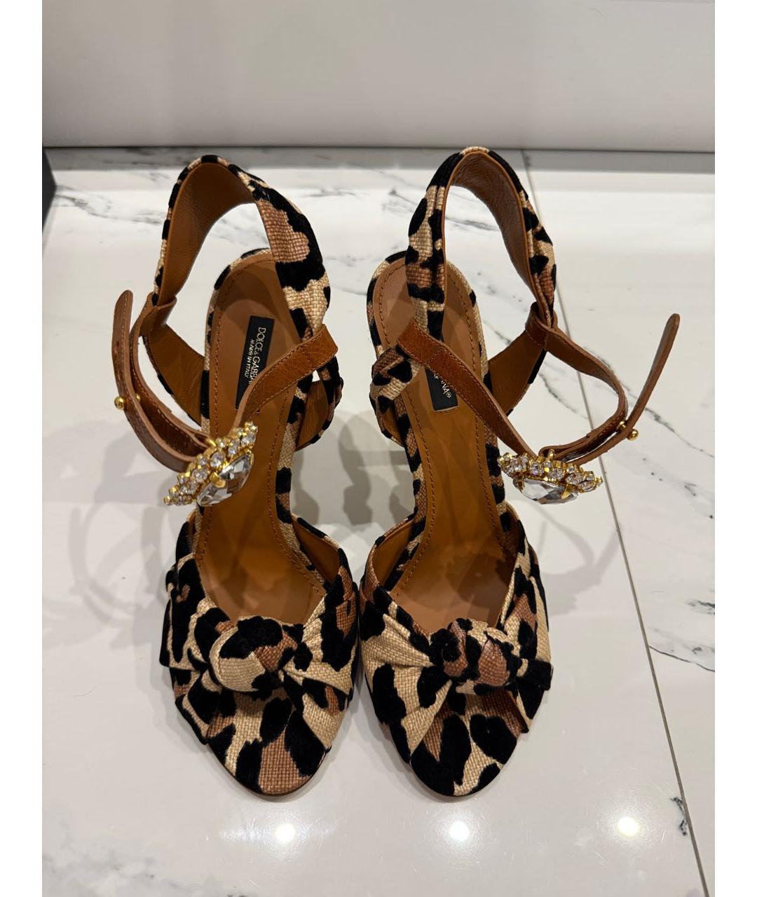 DOLCE&GABBANA Коричневые текстильные босоножки, фото 3