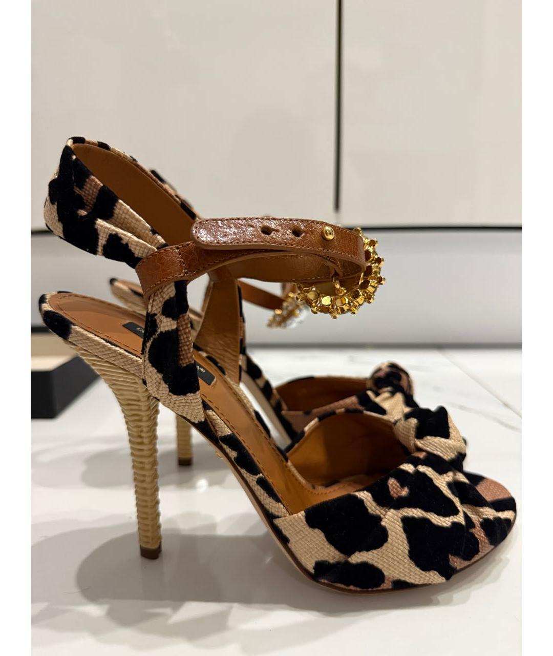 DOLCE&GABBANA Коричневые текстильные босоножки, фото 6